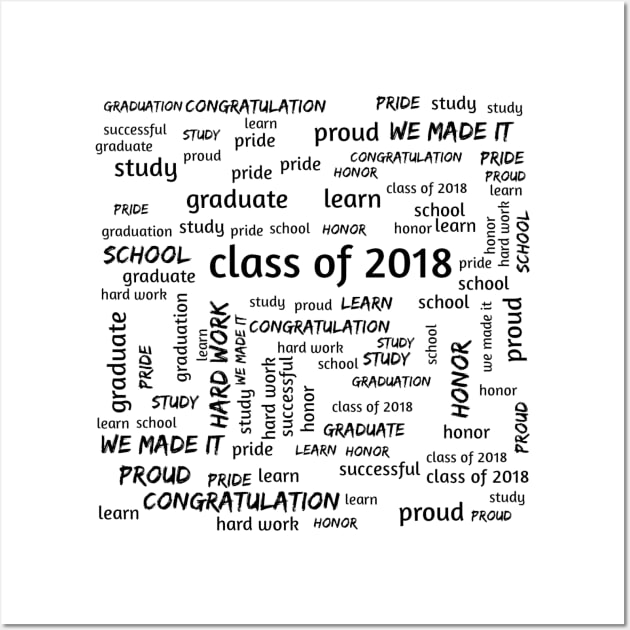 Graduating Class of 2018 Graduate Word Cloud Wall Art by charlescheshire